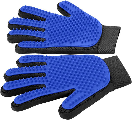 Upgrade Pet Grooming Gloves, Brushes Gloves for Gentle Shedding - Efficient Pets Hair Remover Mittens - Washing Gloves for Long and Short Hair Dogs & Cats & Horses - 1 Pair (Blue)