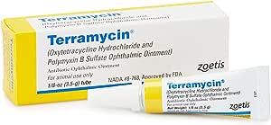 Terramycin Antibiotic Ointment for Eye Infection Treatment in Dogs, Cats, Cattle, Horses, and Sheep, 0.125oz Tube